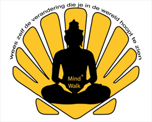 Mind-Walk logo afbeelding zittende boeddha voor jakobsschelp